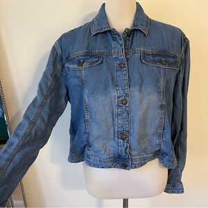 Free People Oversized Cropped Denim Shirt XS Lightweight Western